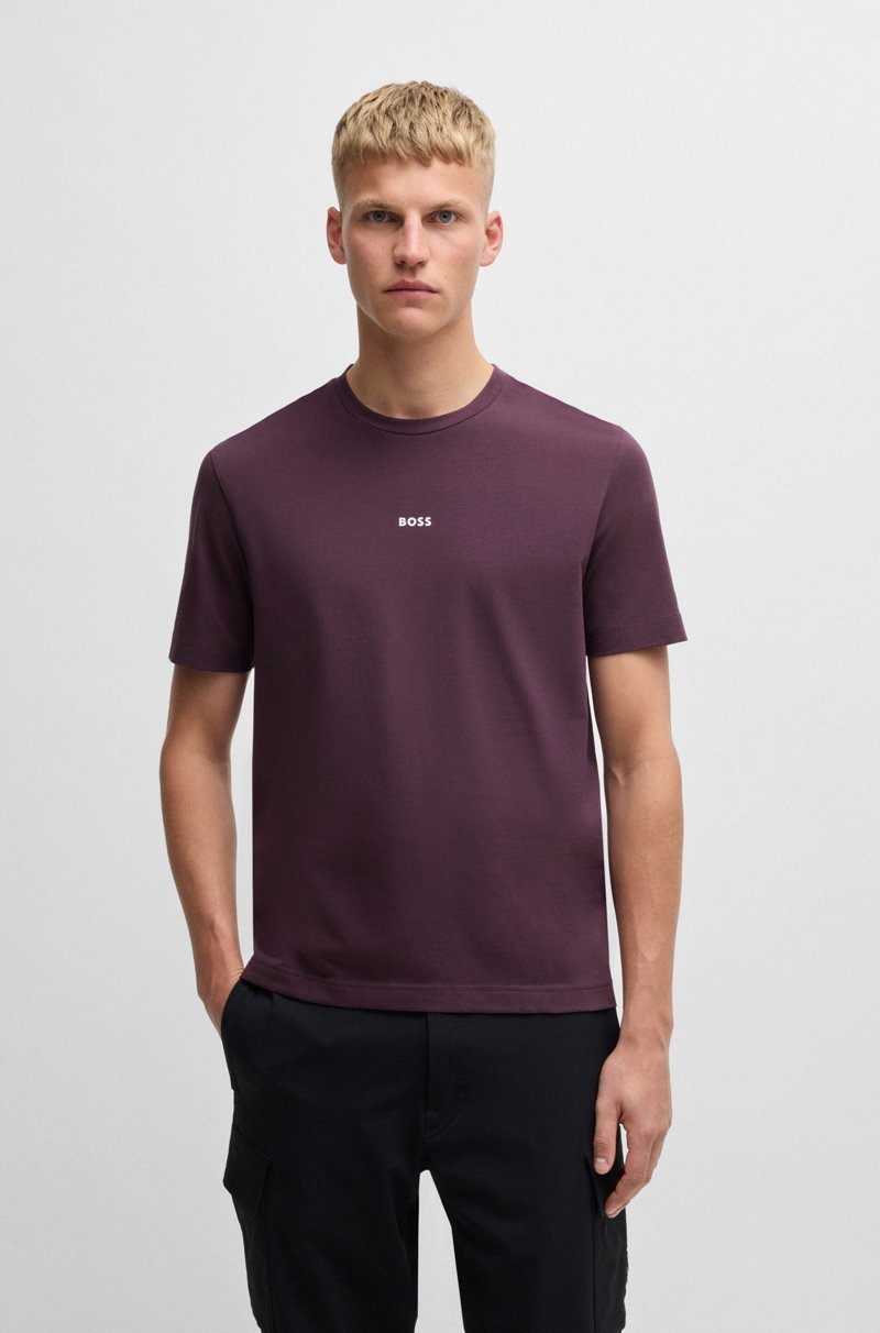 Hugo Boss Camiseta relaxed fit de algodón elástico con logo estampado