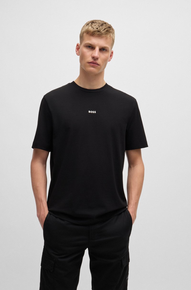 Hugo Boss Camiseta relaxed fit de algodón elástico con logo estampado