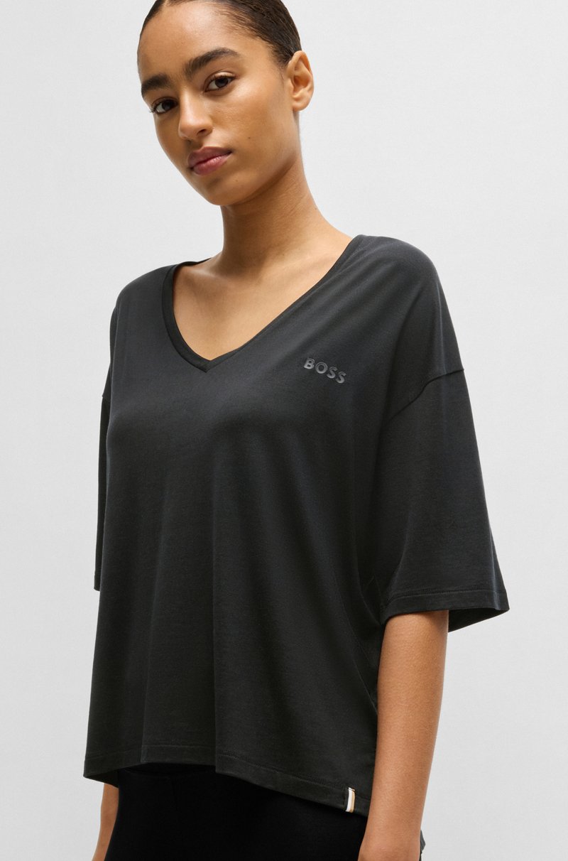 Hugo Boss Camiseta Relaxed Fit De Cuello En Pico En Punto Elástico