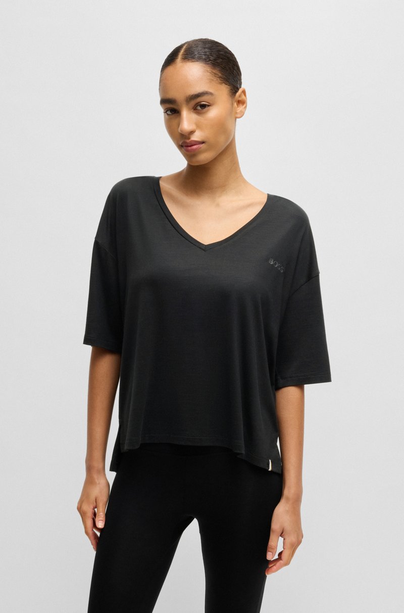 Hugo Boss Camiseta relaxed fit de cuello en pico en punto elástico