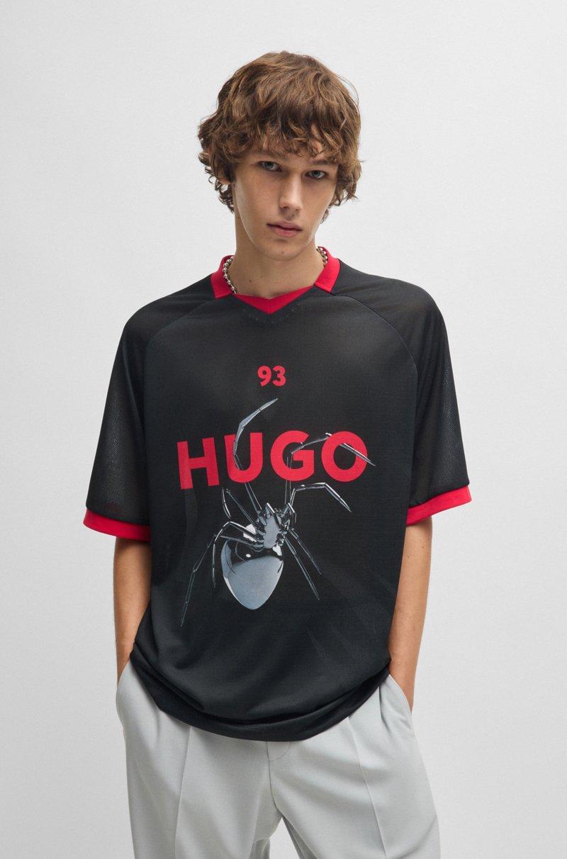 Hugo Boss Camiseta Relaxed Fit De Malla Estilo Fútbol Americano Con Estampado De Temporada