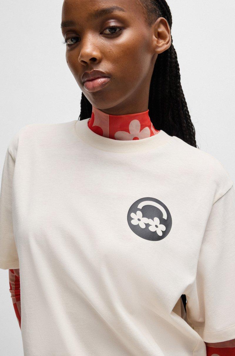 Hugo Boss Camiseta Relaxed Fit De Punto De Algodón Con Estampado De Temporada