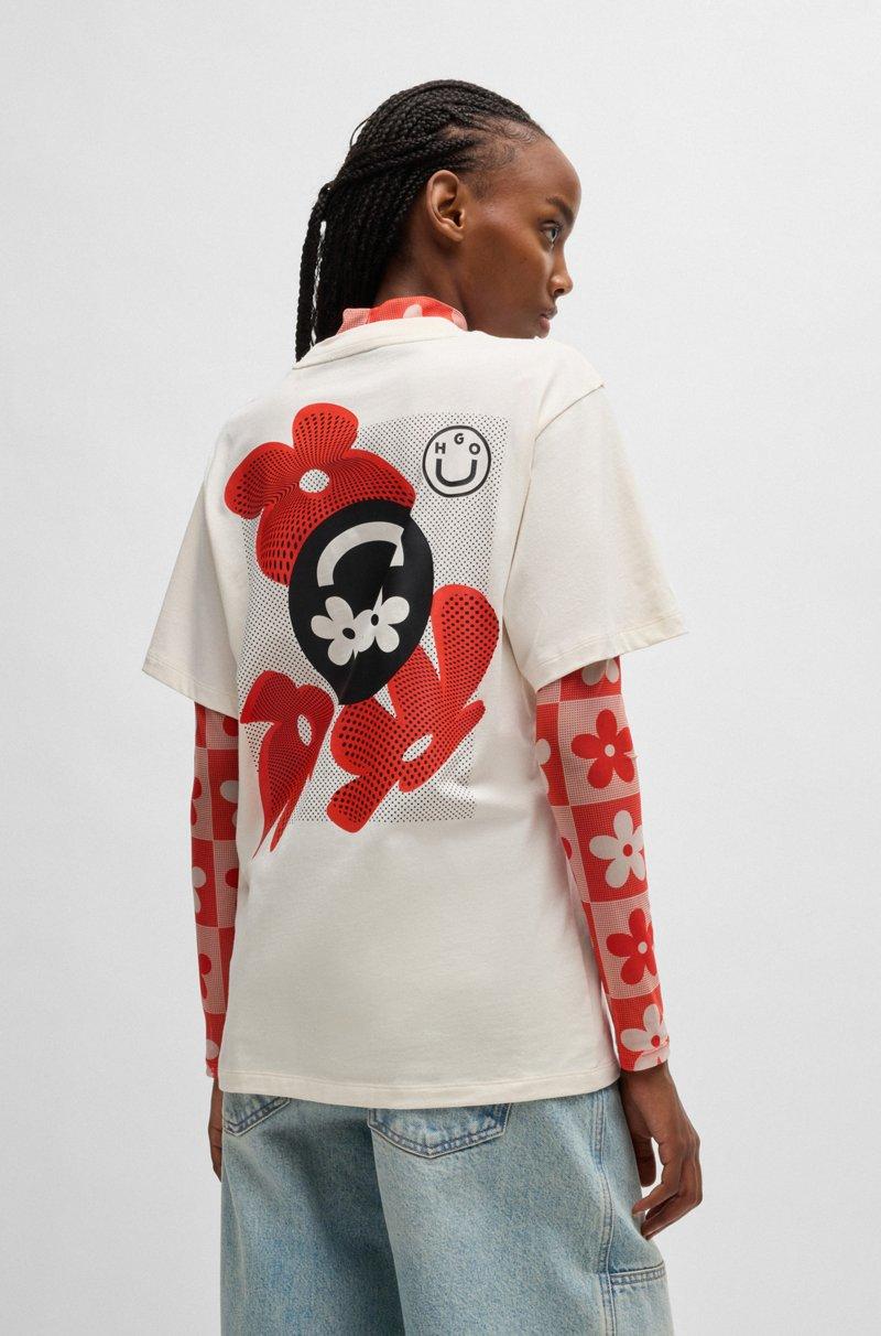 Hugo Boss Camiseta relaxed fit de punto de algodón con estampado de temporada