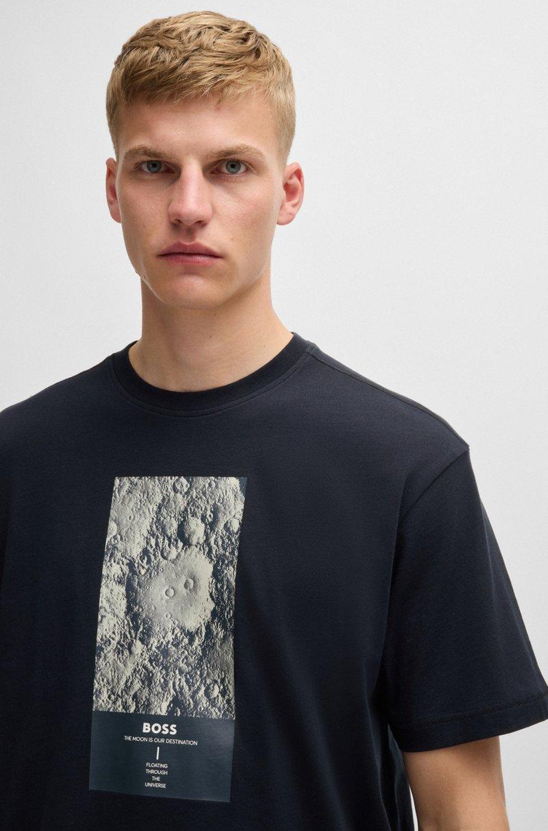 Hugo Boss Camiseta Relaxed Fit De Punto De Algodón Con Gráfico De Temporada