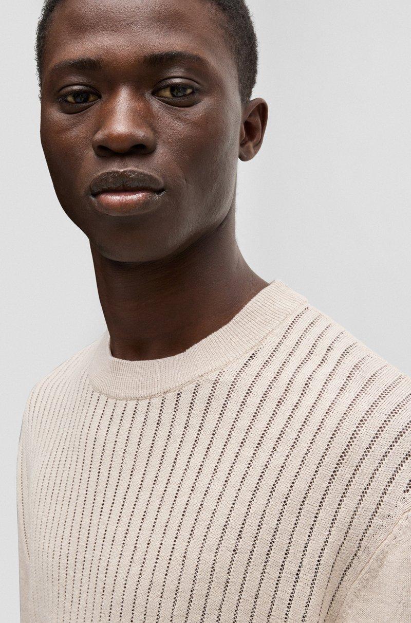 Hugo Boss Camiseta Relaxed Fit De Punto En Algodón Y Lino