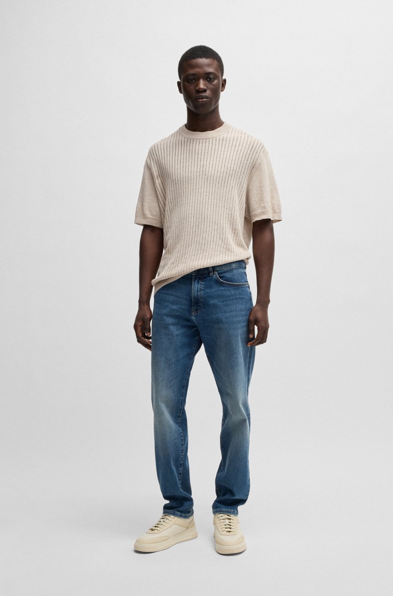 Hugo Boss Camiseta Relaxed Fit De Punto En Algodón Y Lino