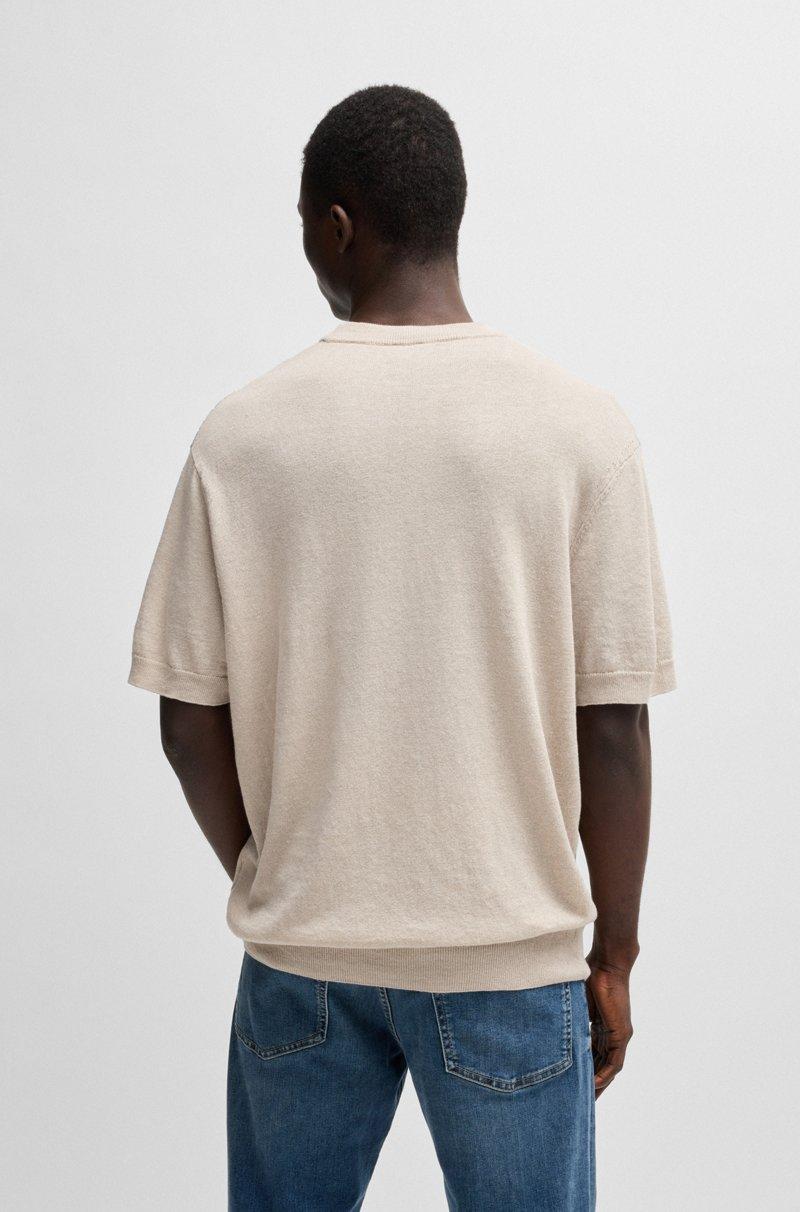 Hugo Boss Camiseta Relaxed Fit De Punto En Algodón Y Lino
