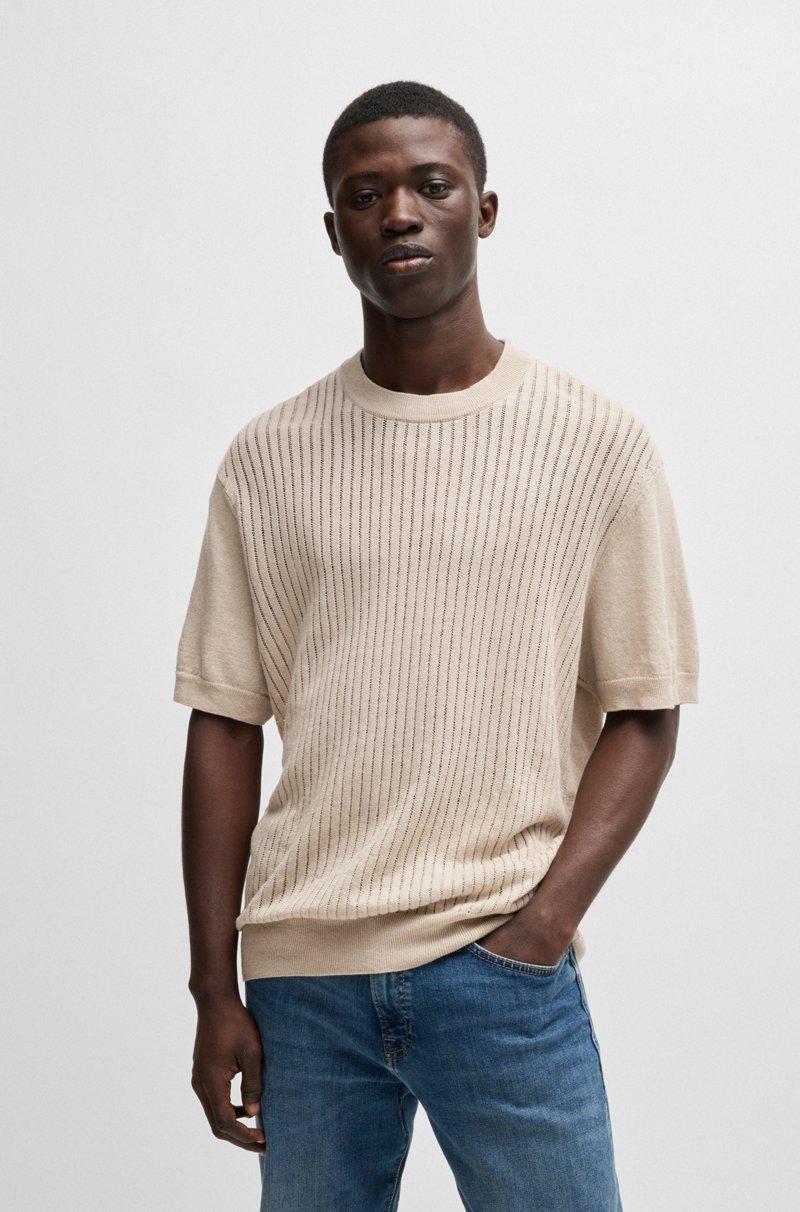 Hugo Boss Camiseta relaxed fit de punto en algodón y lino