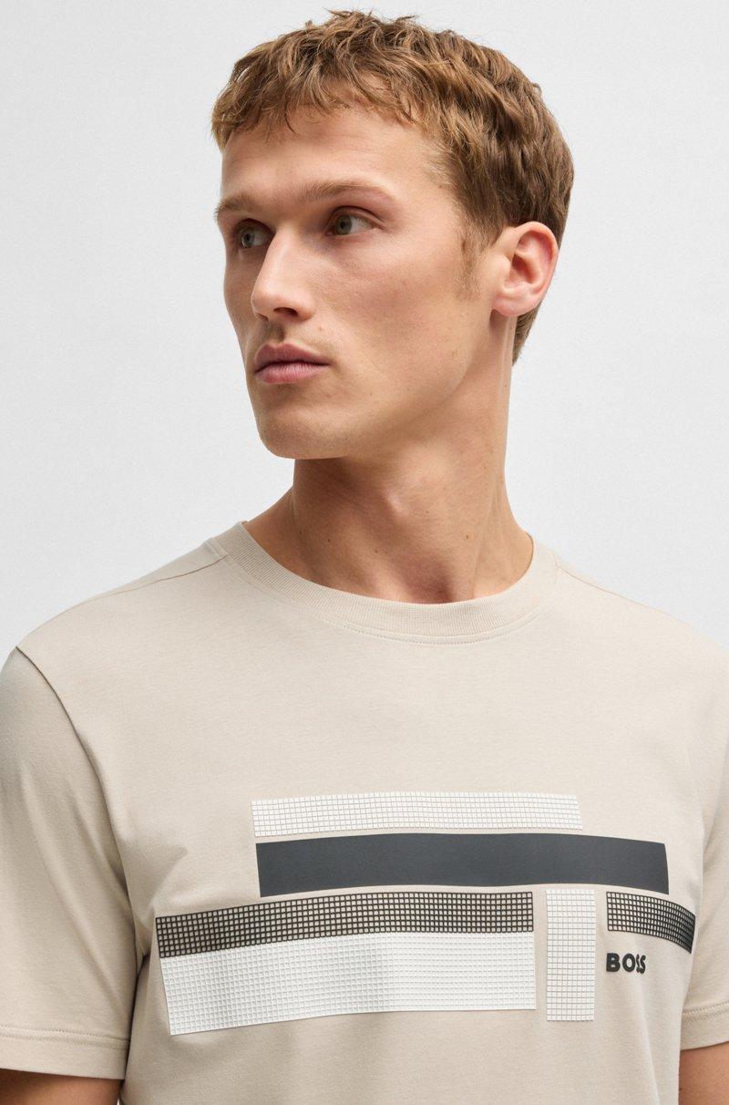 Hugo Boss Camiseta Relaxed Fit En Tejido Elástico Con Logo De Diseño