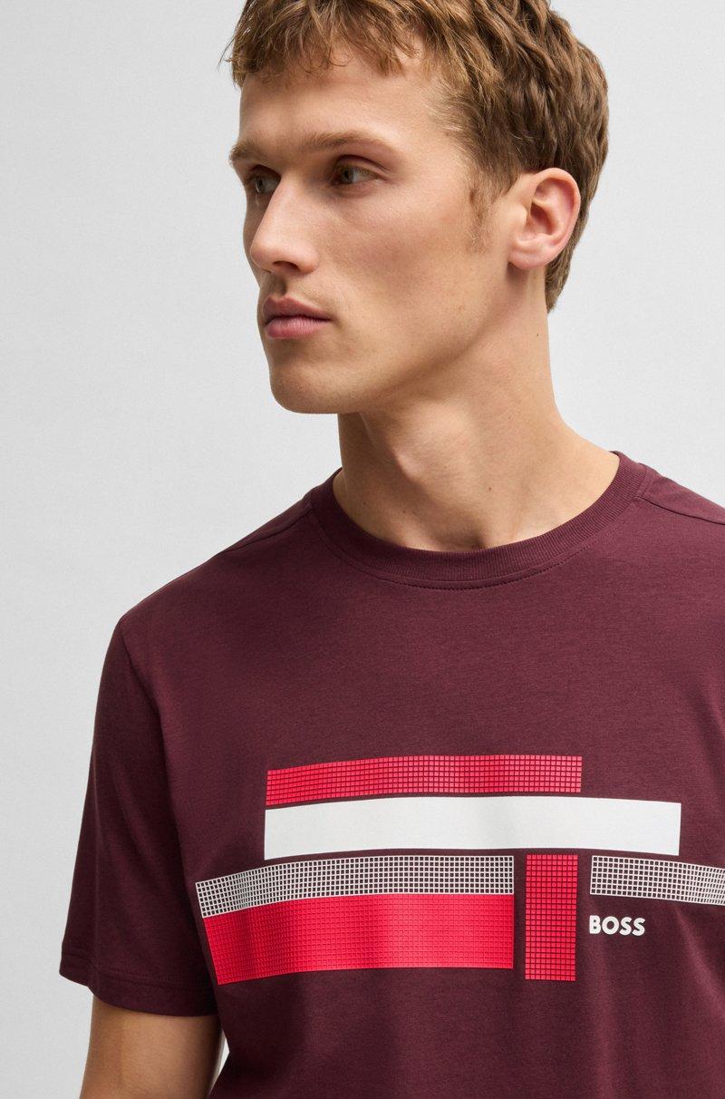 Hugo Boss Camiseta Relaxed Fit En Tejido Elástico Con Logo De Diseño