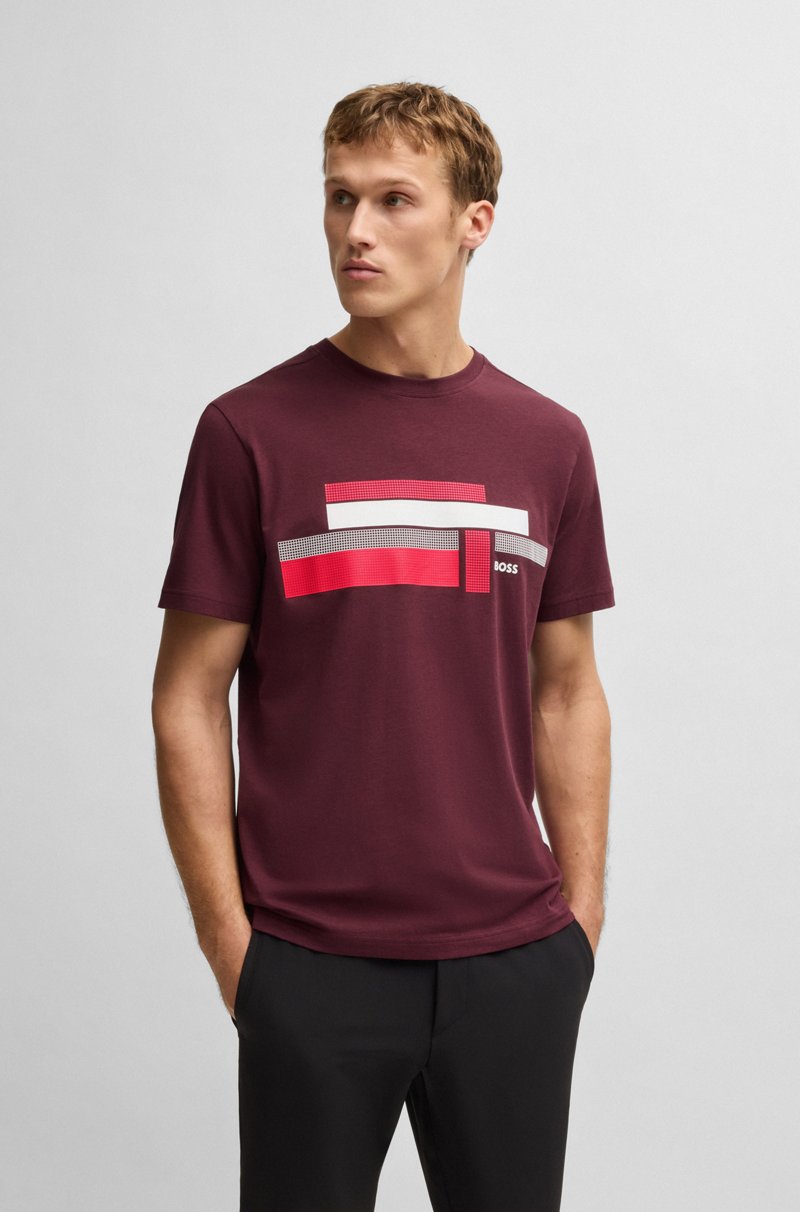 Hugo Boss Camiseta relaxed fit en tejido elástico con logo de diseño