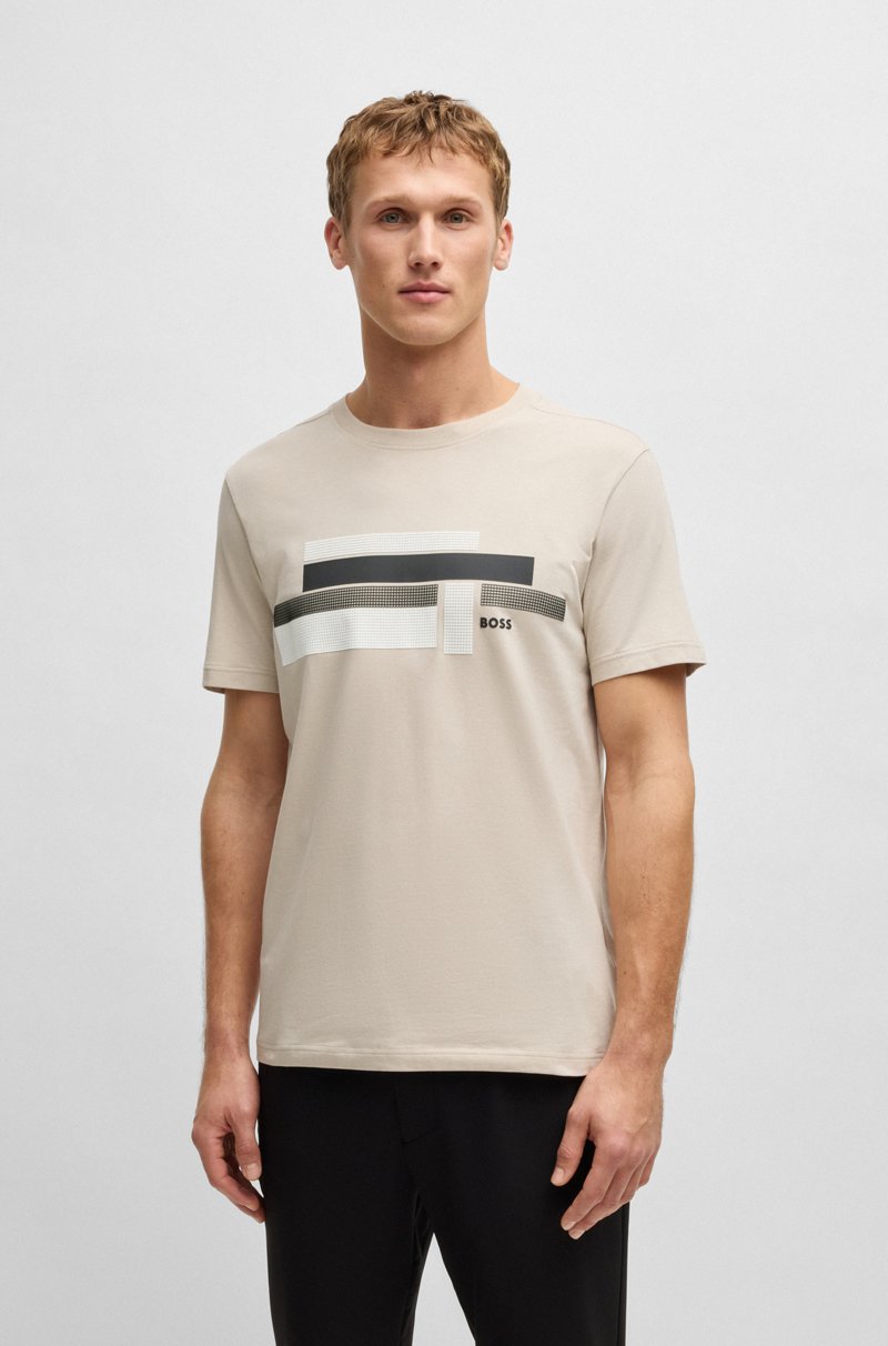 Hugo Boss Camiseta relaxed fit en tejido elástico con logo de diseño