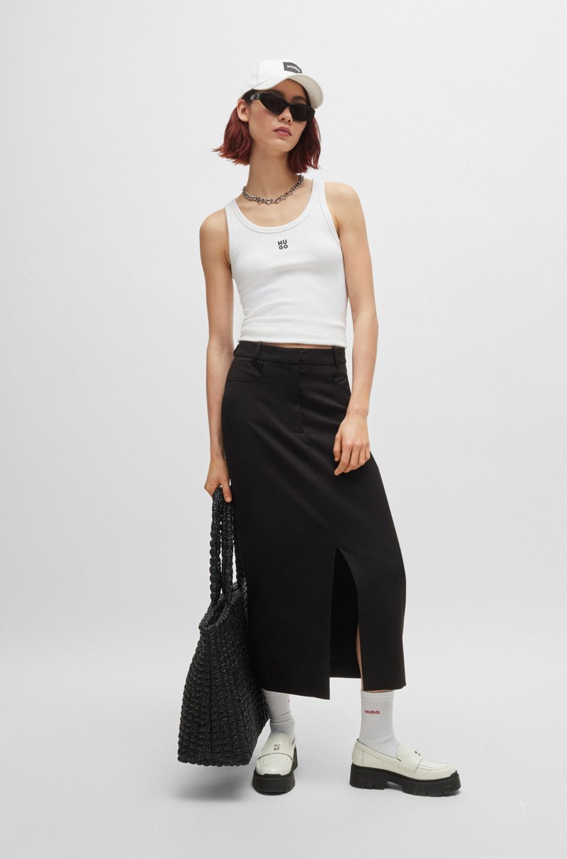 Hugo Boss Camiseta Sin Mangas En Algodón Con Logo Apilado