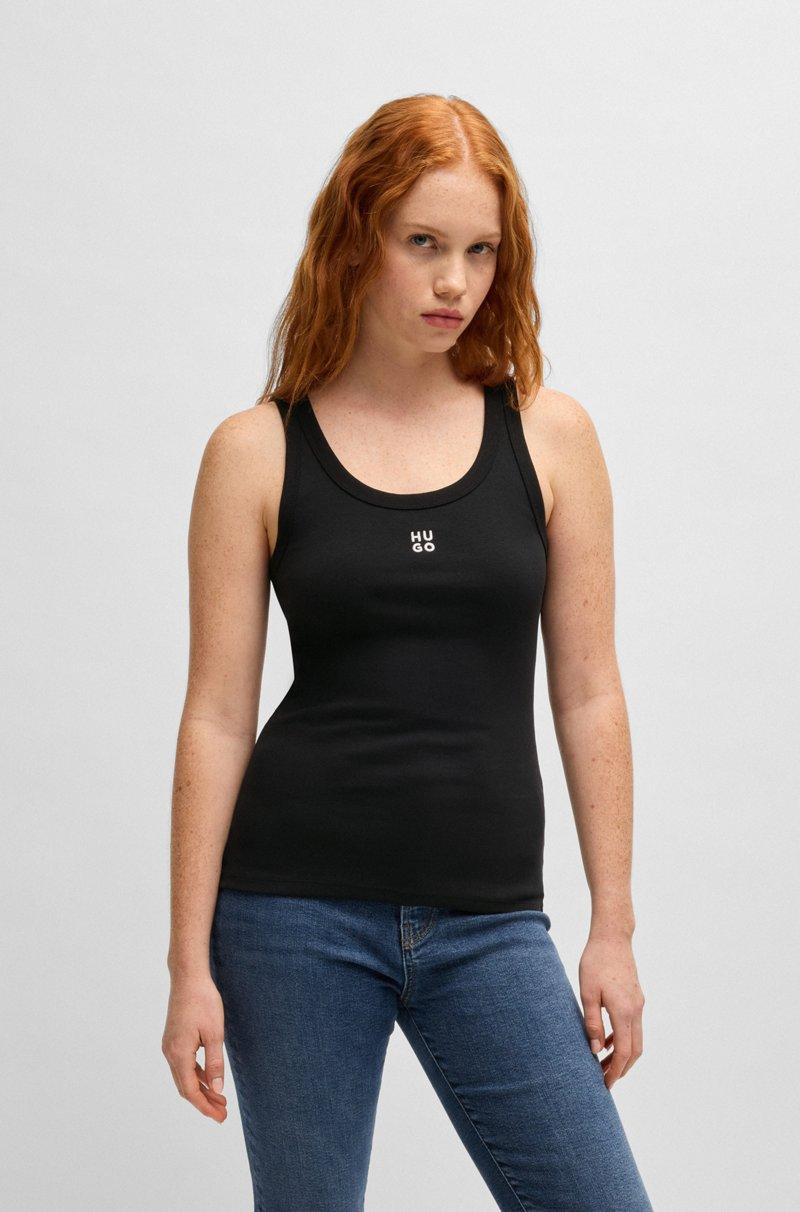 Hugo Boss Camiseta sin mangas en algodón con logo apilado