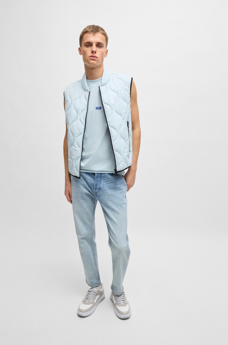 Hugo Boss Camiseta Sin Mangas En Punto De Algodón Con Etiqueta Con Logo Azul