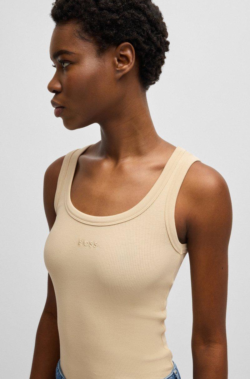 Hugo Boss Camiseta Sin Mangas Slim Fit De Algodón Elástico Con Estructura De Canalé