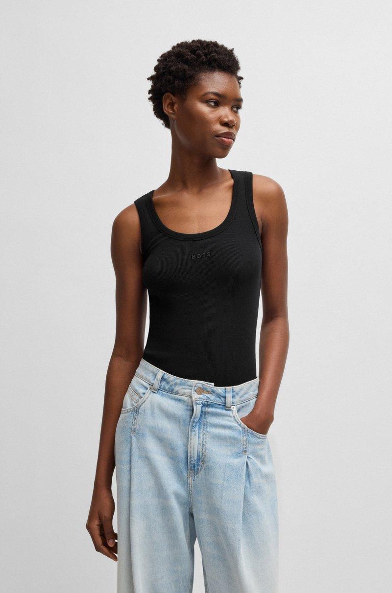 Hugo Boss Camiseta Sin Mangas Slim Fit De Algodón Elástico Con Estructura De Canalé