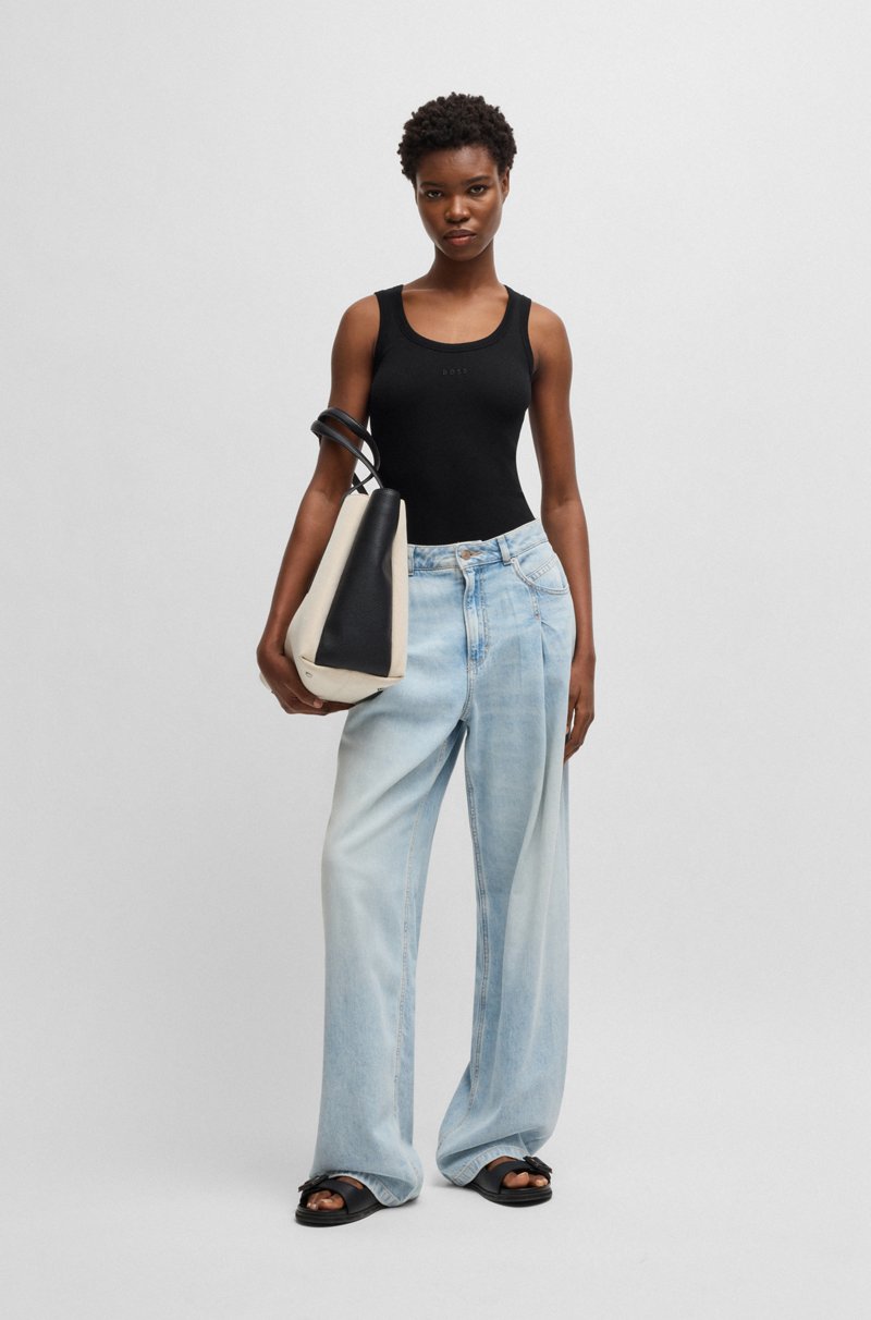 Hugo Boss Camiseta Sin Mangas Slim Fit De Algodón Elástico Con Estructura De Canalé