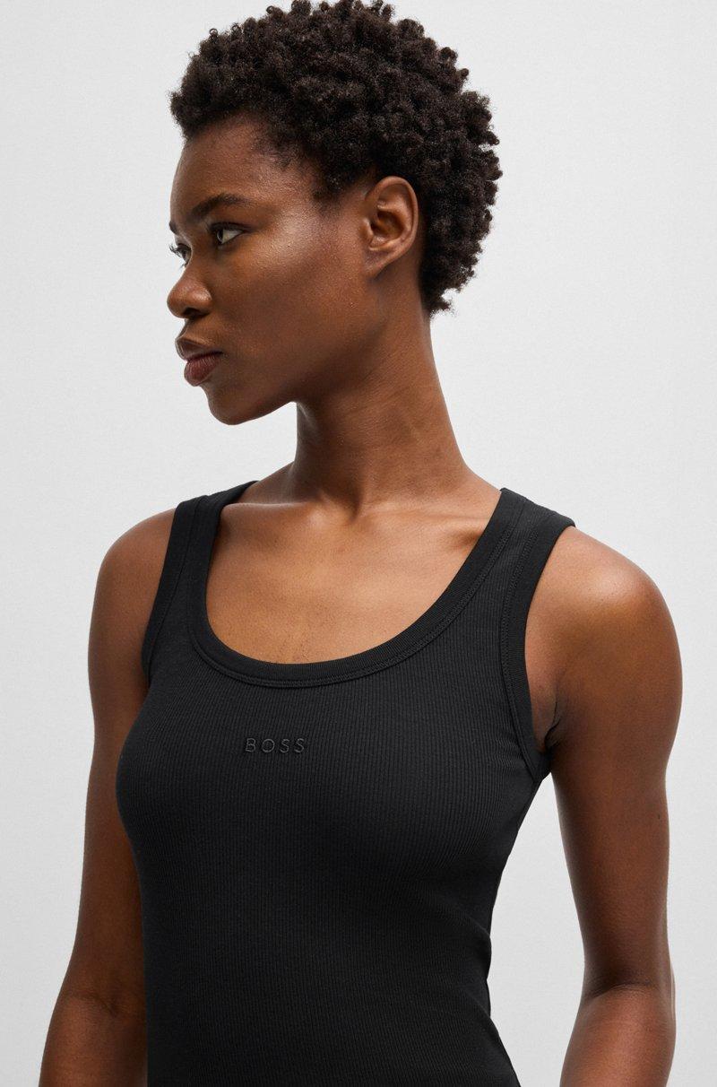 Hugo Boss Camiseta Sin Mangas Slim Fit De Algodón Elástico Con Estructura De Canalé