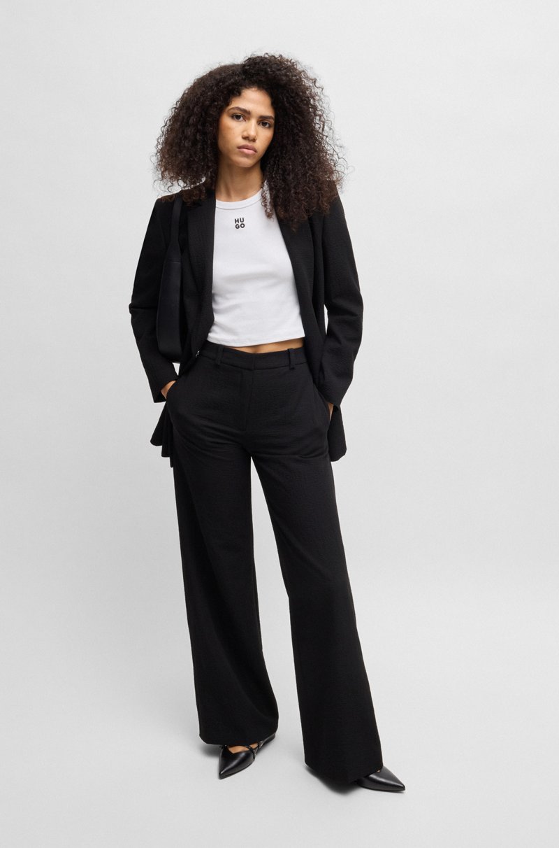 Hugo Boss Camiseta Slim Fit De Algodón Con Logo Apilado Bordado