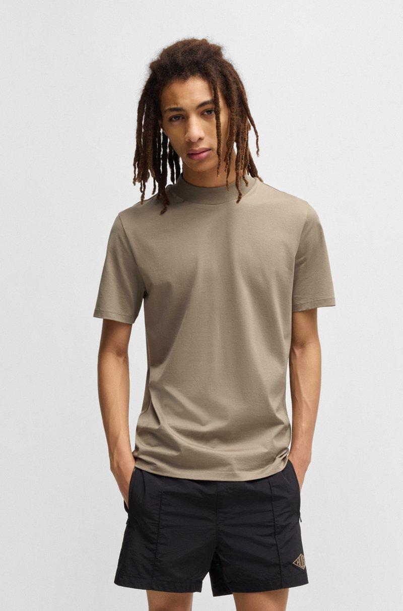 Hugo Boss Camiseta Slim Fit De Algodón Elástico Con Cuello Alto