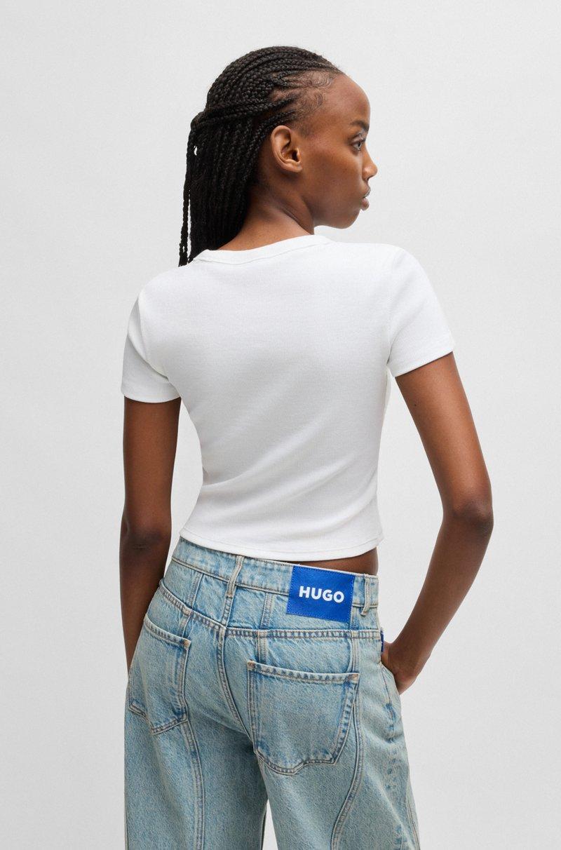 Hugo Boss Camiseta Slim Fit De Algodón Elástico Con Etiqueta Con Logo Azul