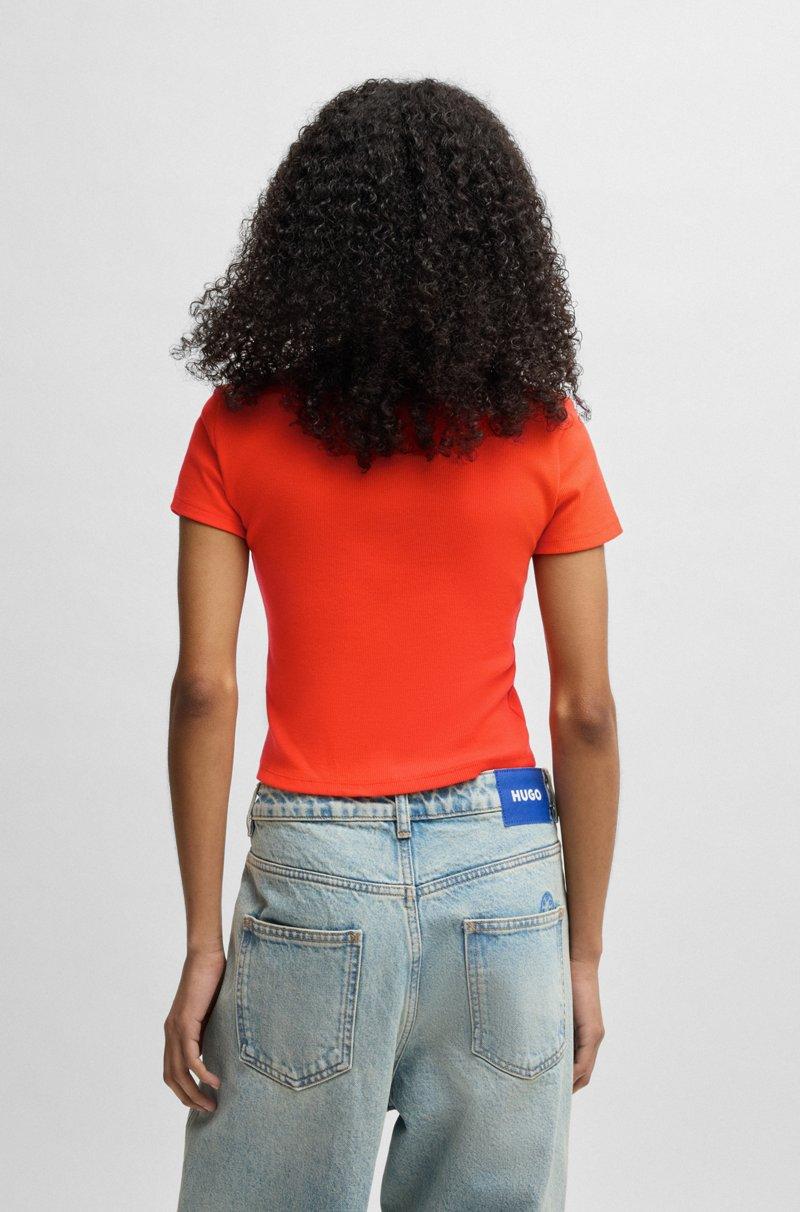 Hugo Boss Camiseta Slim Fit De Algodón Elástico Con Etiqueta Con Logo Azul