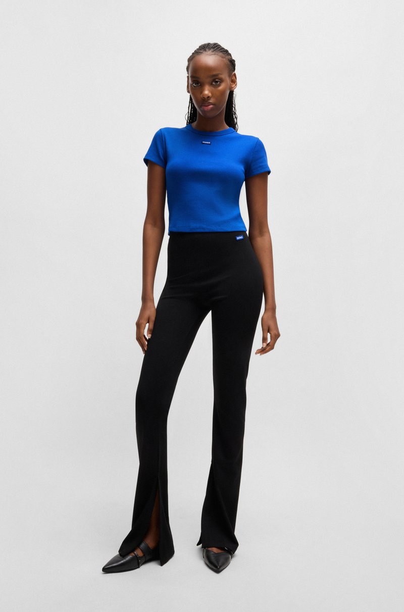 Hugo Boss Camiseta Slim Fit De Algodón Elástico Con Etiqueta Con Logo Azul