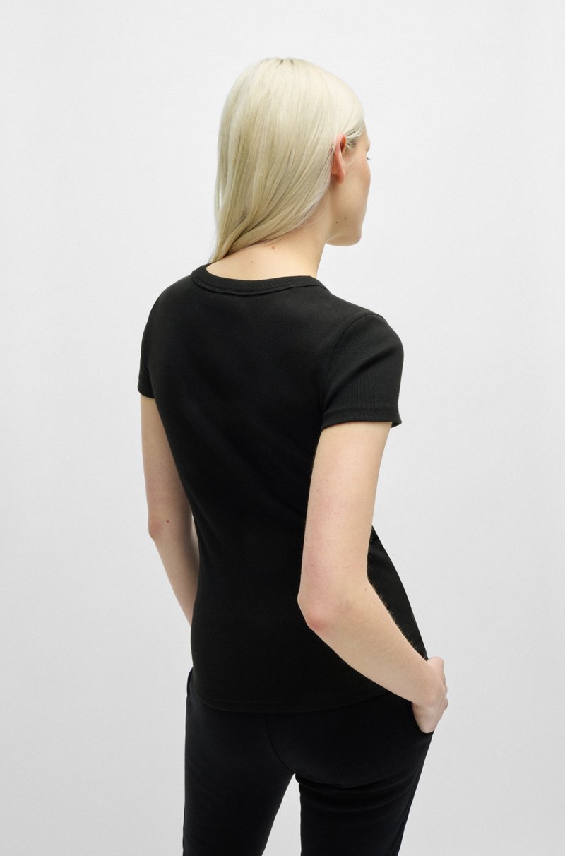 Hugo Boss Camiseta Slim Fit De Algodón Elástico Con Insignia De Logo Azul