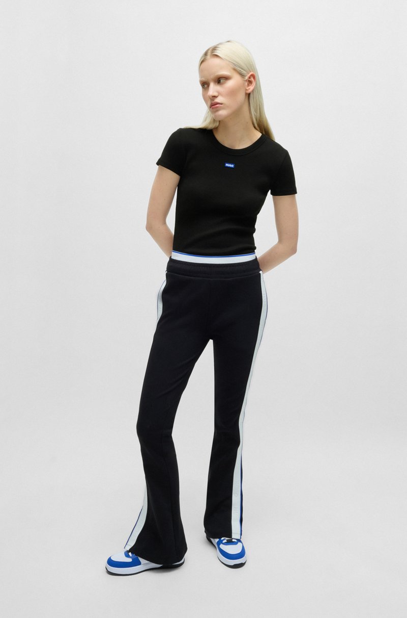 Hugo Boss Camiseta Slim Fit De Algodón Elástico Con Insignia De Logo Azul