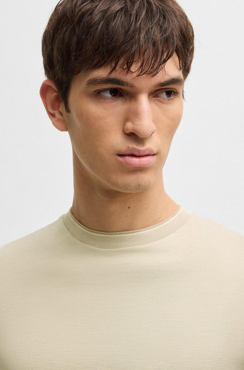 Hugo Boss Camiseta Slim Fit De Algodón Estructurado Con Cuello En Contraste