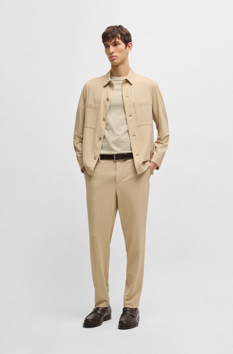 Hugo Boss Camiseta Slim Fit De Algodón Estructurado Con Cuello En Contraste