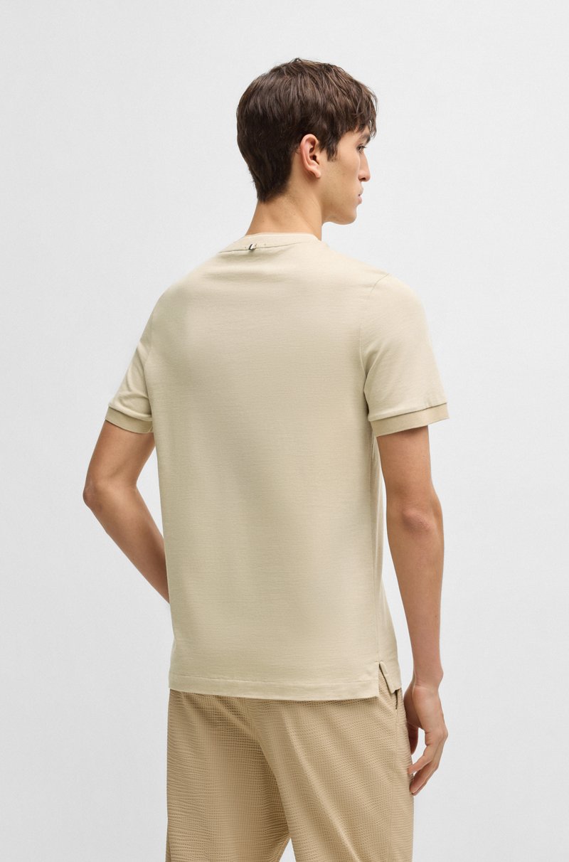 Hugo Boss Camiseta Slim Fit De Algodón Estructurado Con Cuello En Contraste