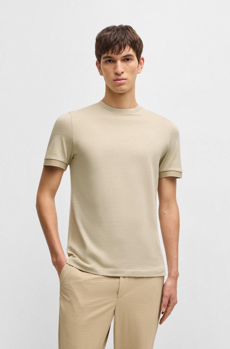 Hugo Boss Camiseta slim fit de algodón estructurado con cuello en contraste