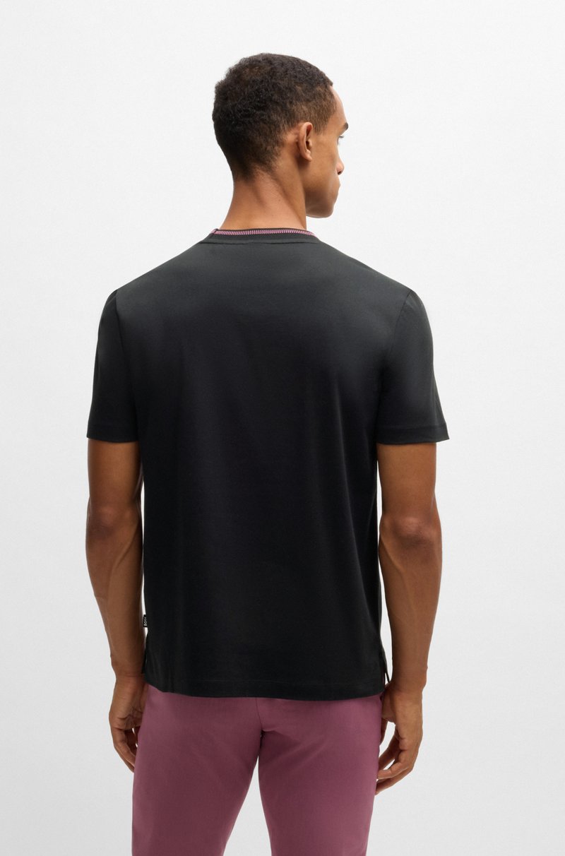 Hugo Boss Camiseta Slim Fit De Algodón Mercerizado Con Raya En El Cuello