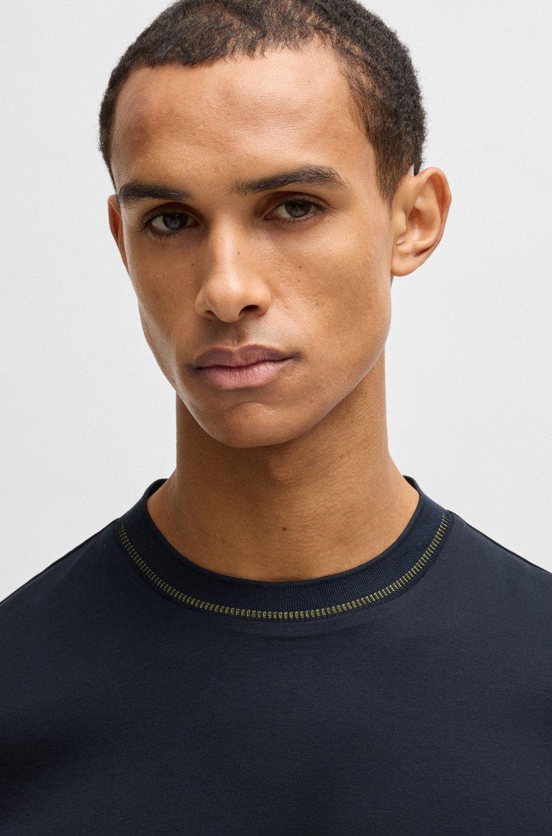 Hugo Boss Camiseta Slim Fit De Algodón Mercerizado Con Raya En El Cuello