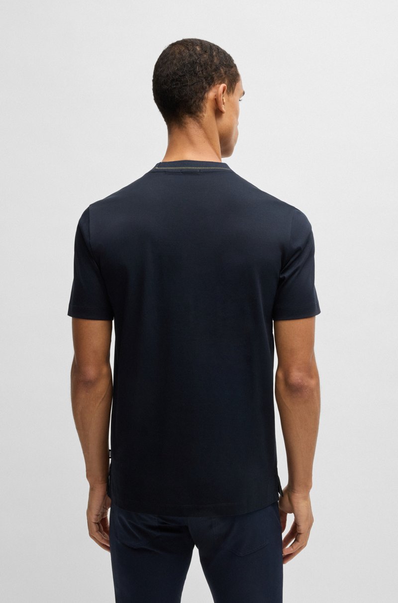 Hugo Boss Camiseta Slim Fit De Algodón Mercerizado Con Raya En El Cuello