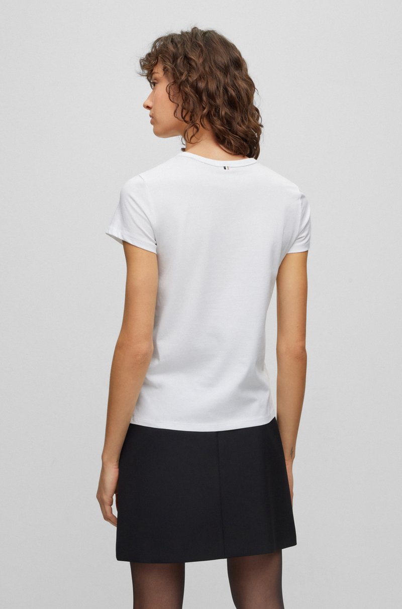 Hugo Boss Camiseta Slim Fit De Algodón Orgánico Con Logo En Contraste