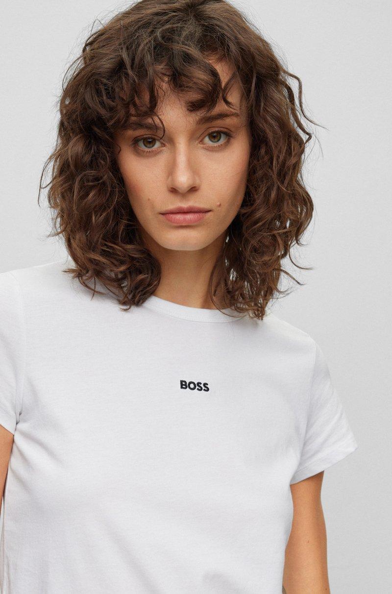 Hugo Boss Camiseta Slim Fit De Algodón Orgánico Con Logo En Contraste