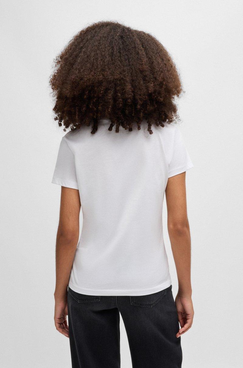 Hugo Boss Camiseta Slim Fit De Punto De Algodón Con Logo Tonal