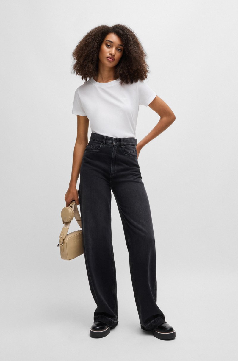 Hugo Boss Camiseta Slim Fit De Punto De Algodón Con Logo Tonal