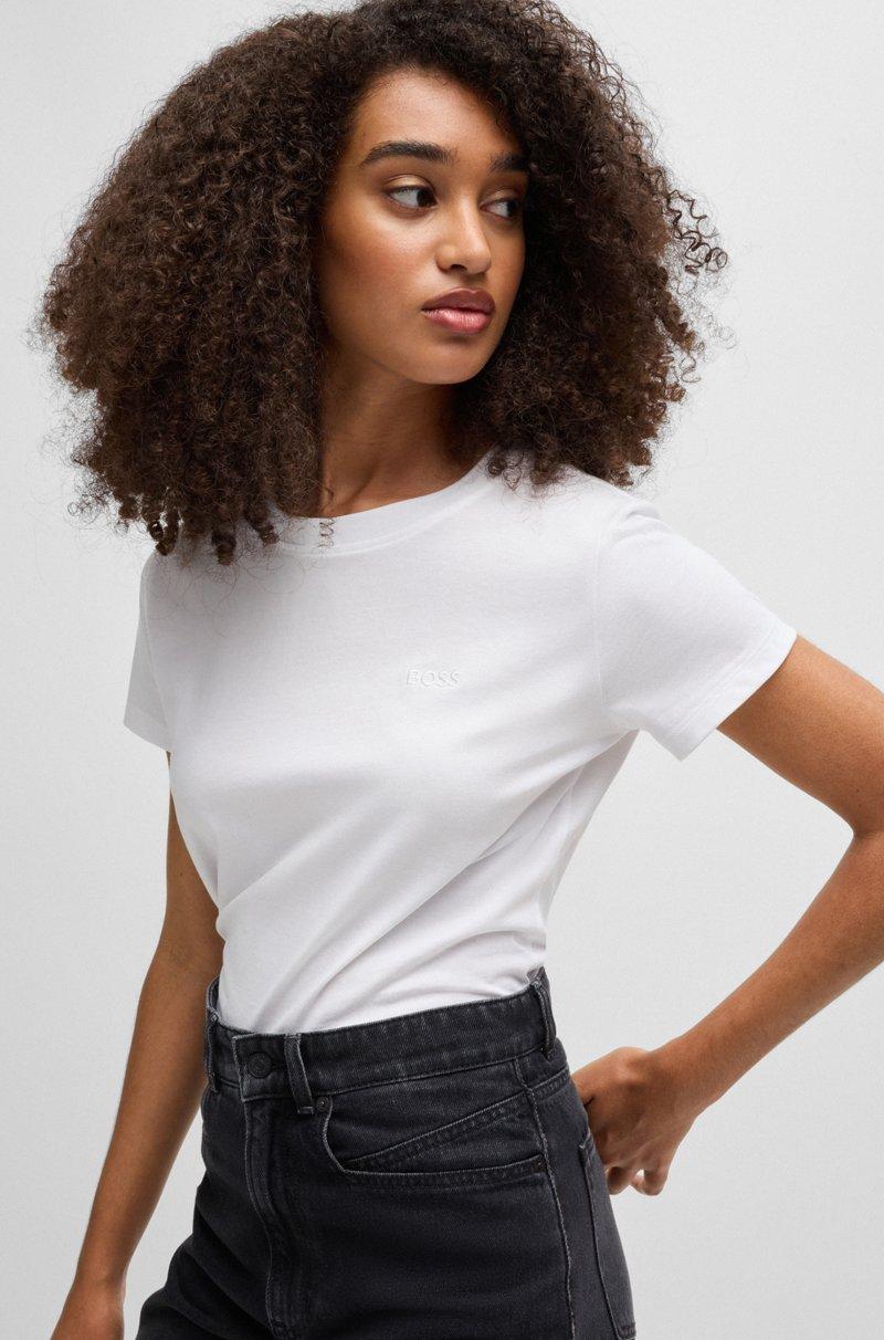 Hugo Boss Camiseta Slim Fit De Punto De Algodón Con Logo Tonal