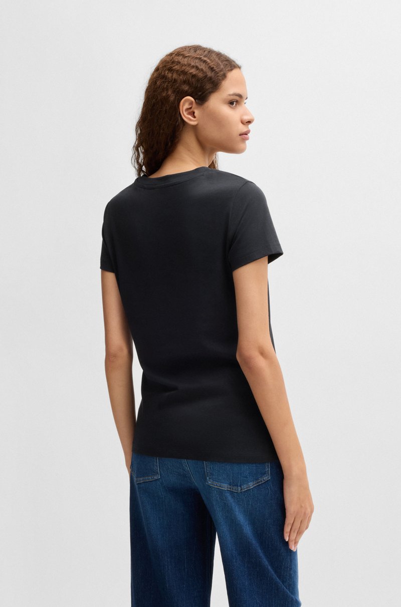 Hugo Boss Camiseta Slim Fit De Punto De Algodón Con Logo Tonal