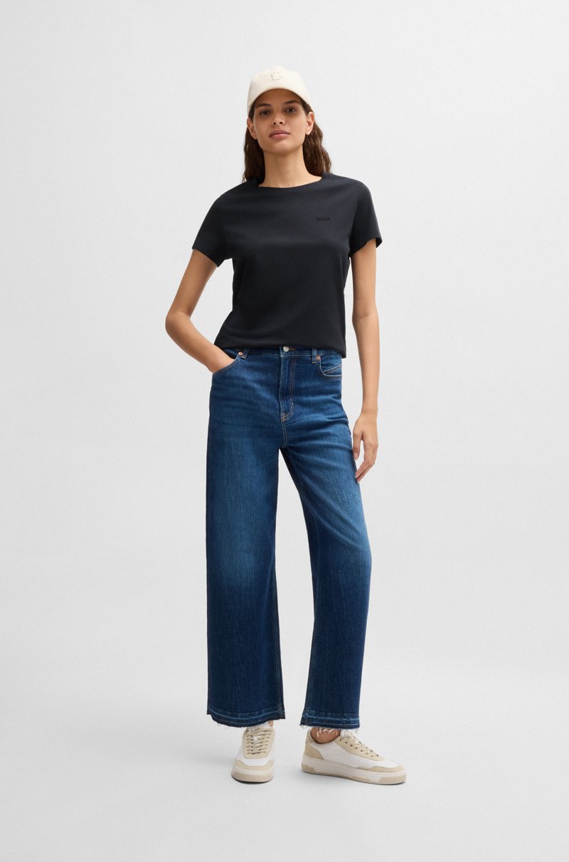 Hugo Boss Camiseta Slim Fit De Punto De Algodón Con Logo Tonal