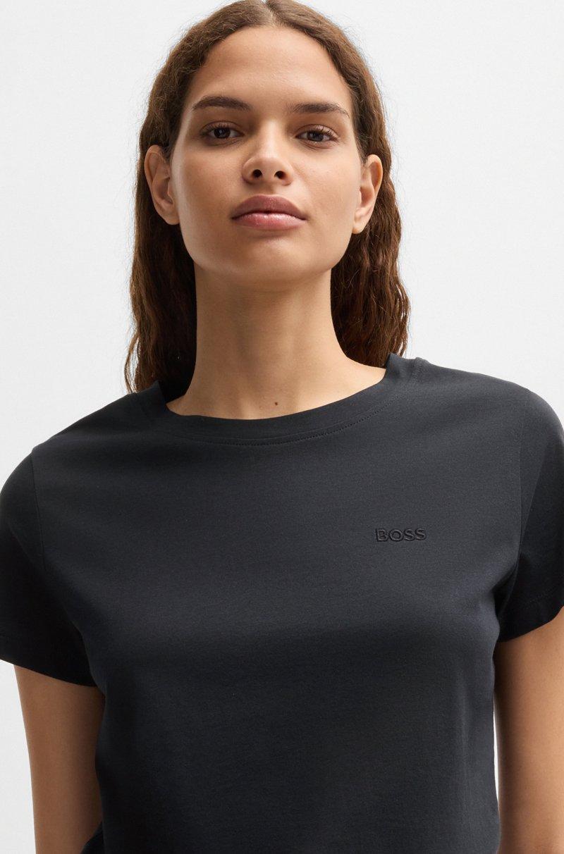 Hugo Boss Camiseta Slim Fit De Punto De Algodón Con Logo Tonal