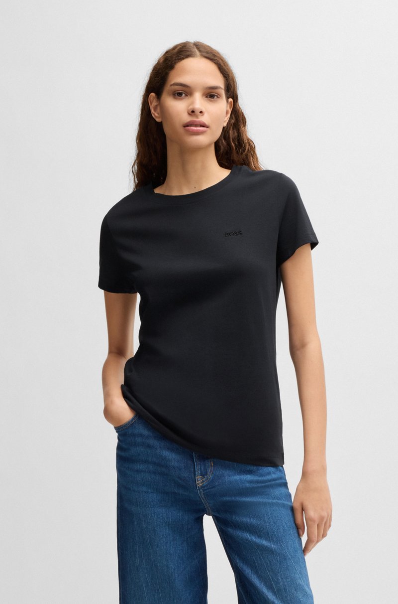 Hugo Boss Camiseta slim fit de punto de algodón con logo tonal