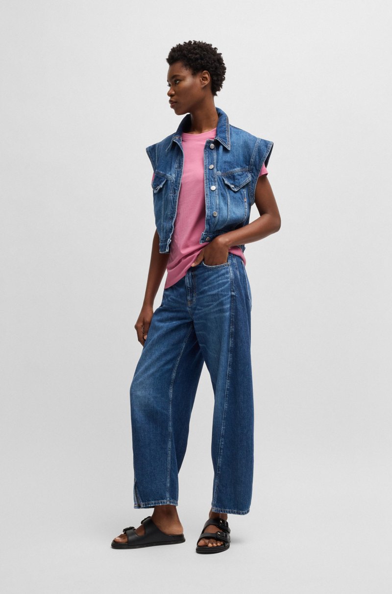 Hugo Boss Camiseta Slim Fit De Punto De Algodón Con Logo Tonal