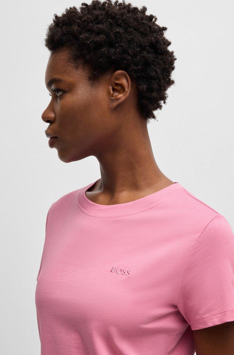 Hugo Boss Camiseta Slim Fit De Punto De Algodón Con Logo Tonal