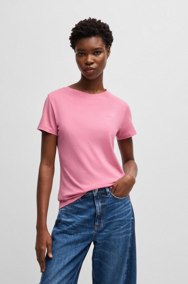 Hugo Boss Camiseta slim fit de punto de algodón con logo tonal