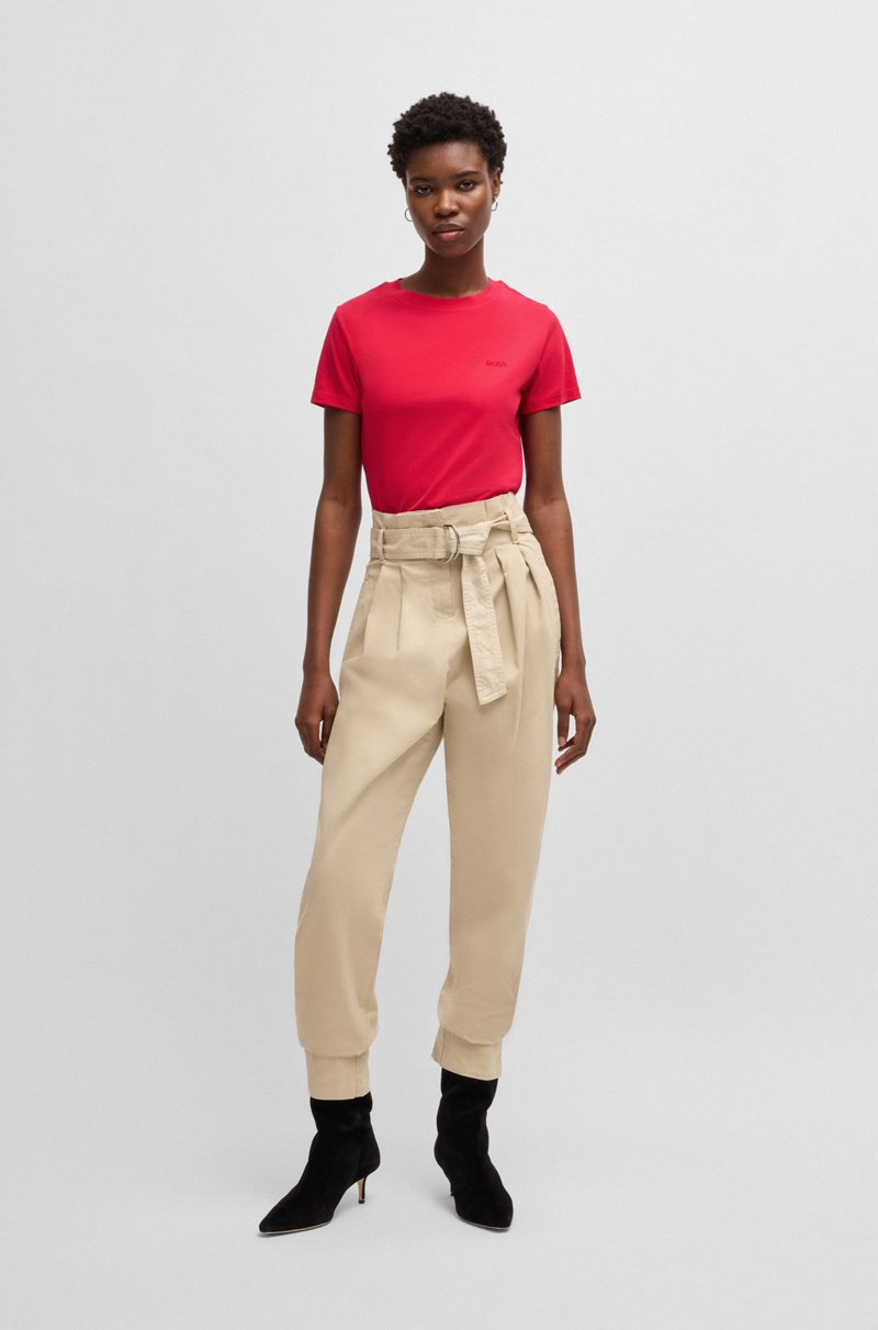 Hugo Boss Camiseta Slim Fit De Punto De Algodón Con Logo Tonal